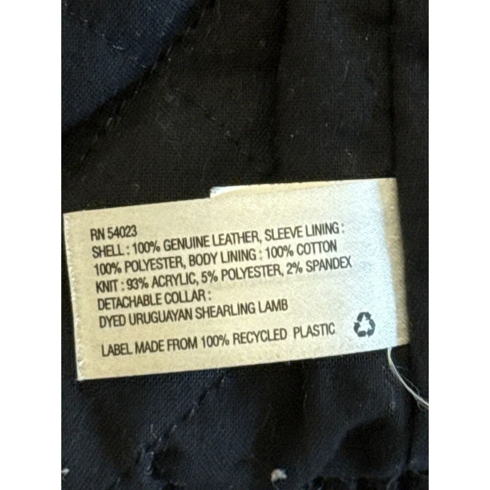 BLK DNM x GAP Mens Medium Black Leather Jacket Detachable Hood Rare (damage)